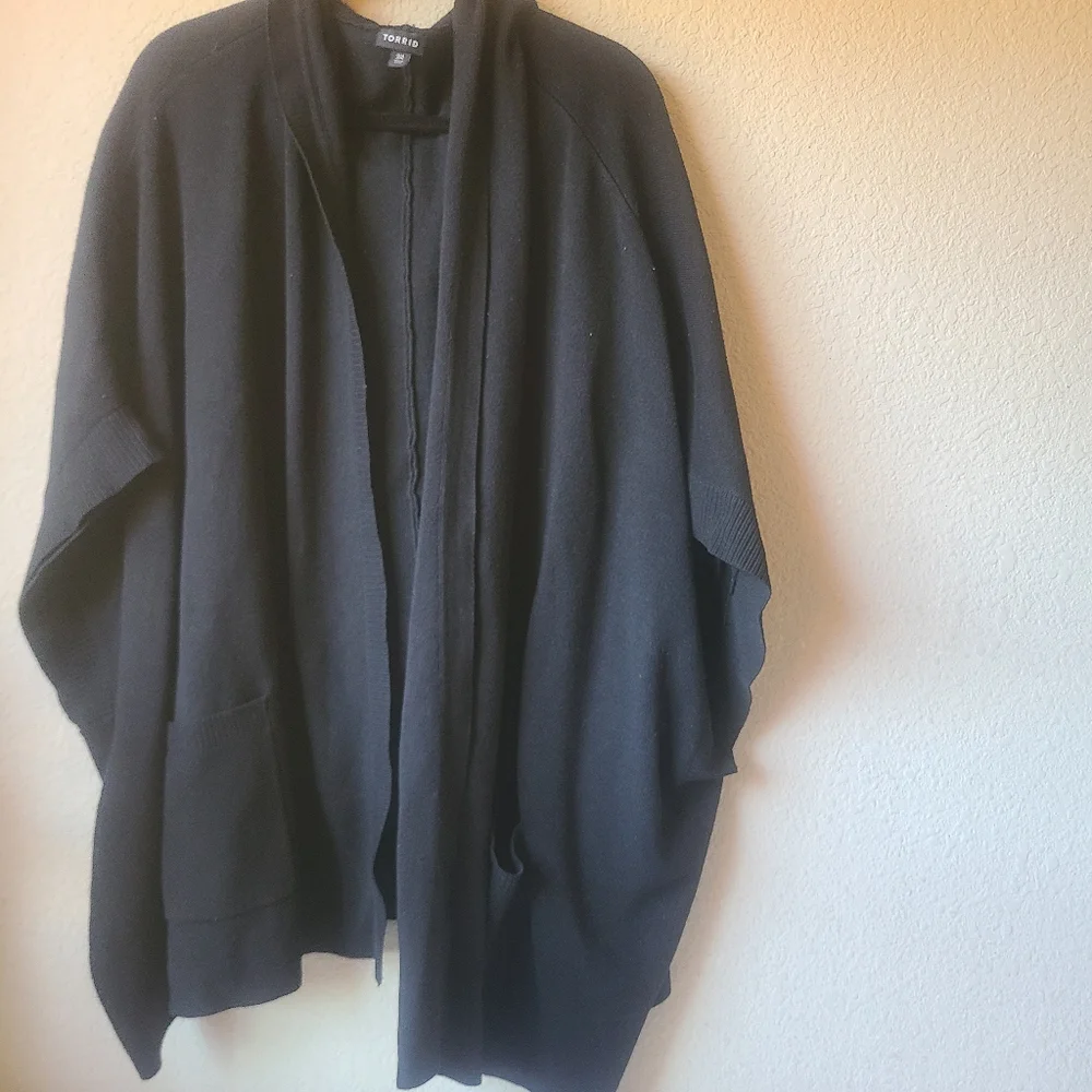 Torrid Black Cardigan Sweater With Hoodie Pluz Size 3XL 4XL